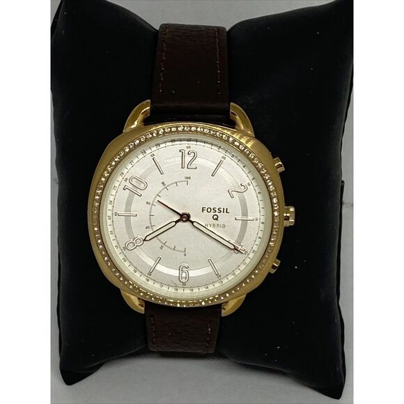 Fossil FTW1208 Women's Brown Leather White Analog Dial Hybrid Smartwatch XX766 - Picture 3 of 12